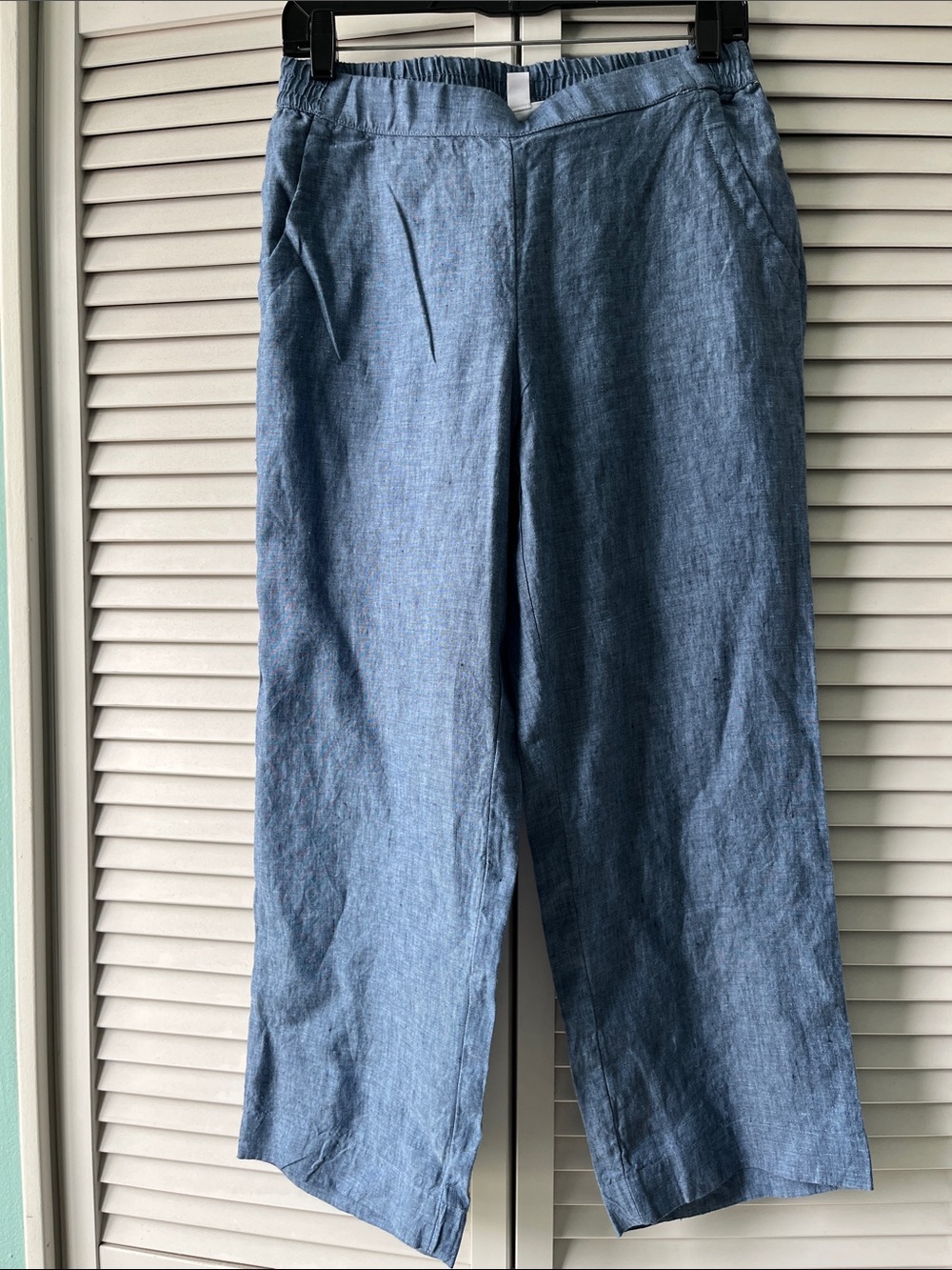 Charter Club Light Blue Cropped Linen-Blend Pants